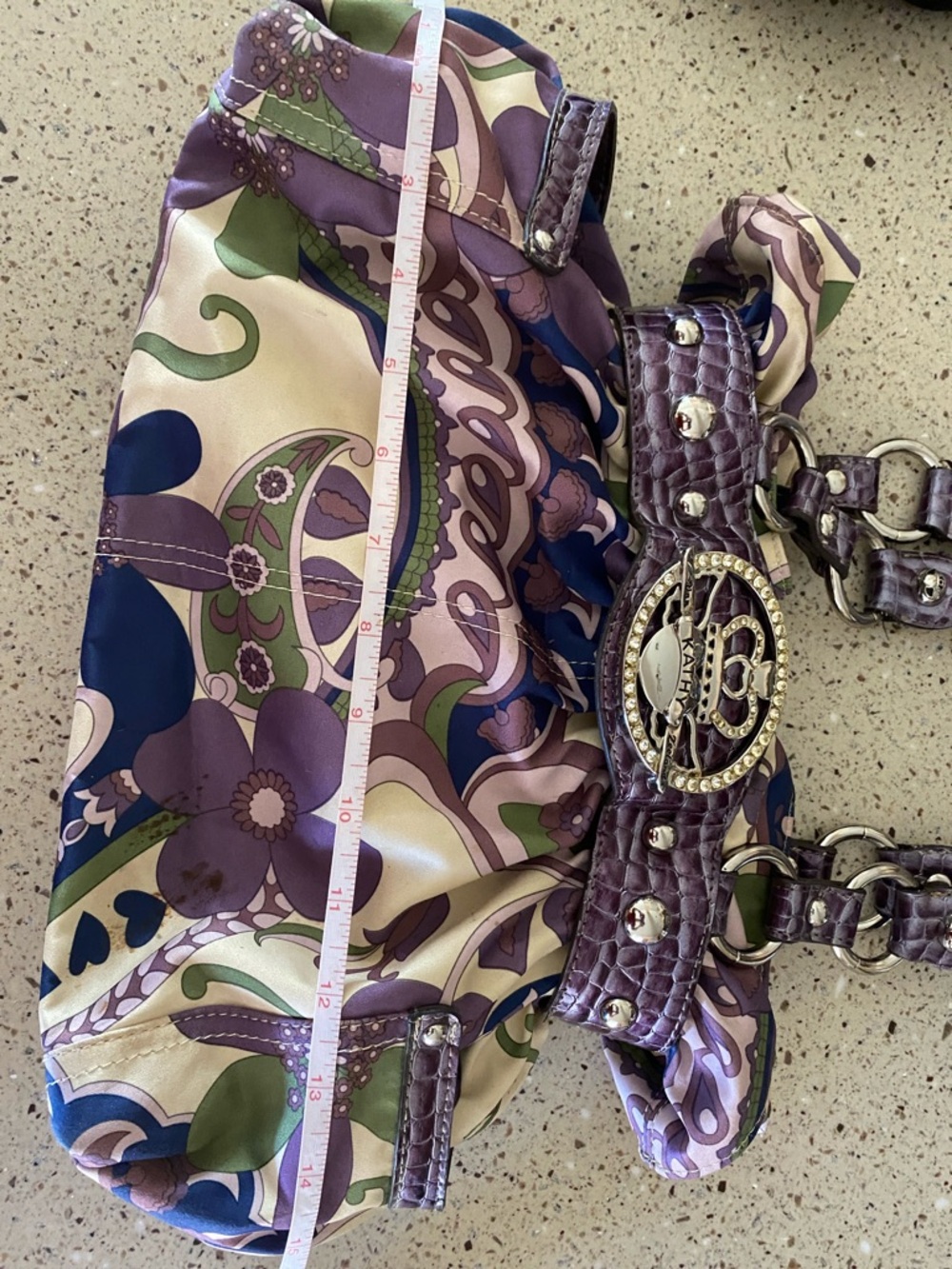 Kathy van Zeeland Purple Floral Pattern Hobo    Purse - Picture 13 of 15